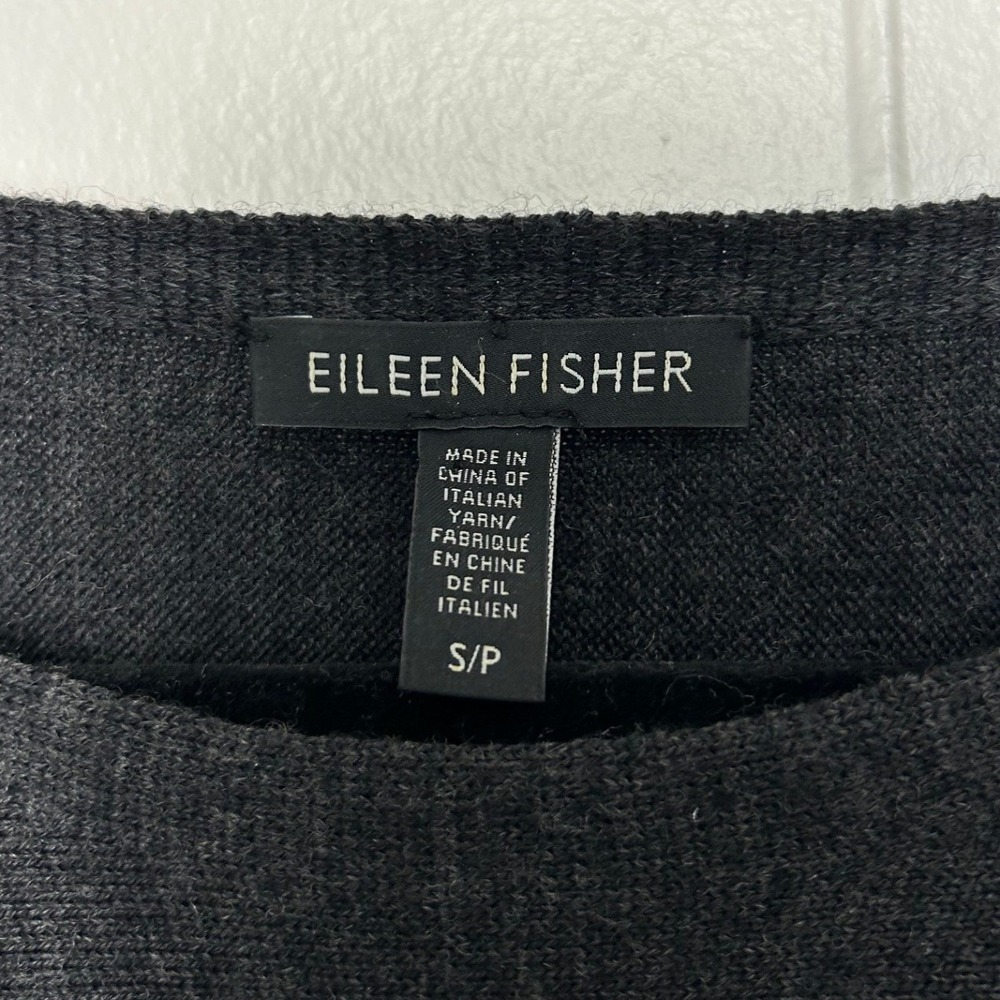 Eileen Fisher 100% Merino Wool Sweater Dress Women S Grey quiet luxury old money - Picture 3 of 7
